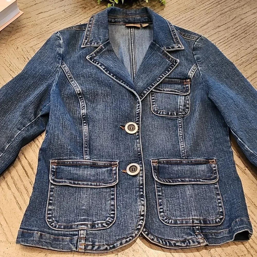 Caslon Blue Jean Jacket with Blazer Style Size M